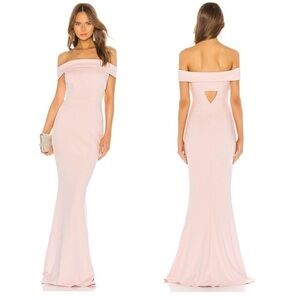 Katie May Off-Shoulder Pink and Cream Gown